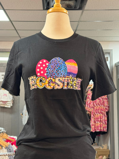 Eggstra Tee-Black, clothing, easter, Easter Eggs, Eggstra, T-Shirt, Top, Tops, Women, women's-XS-[option4]-[option5]-[option6]-Bella Bliss Boutique in Texas