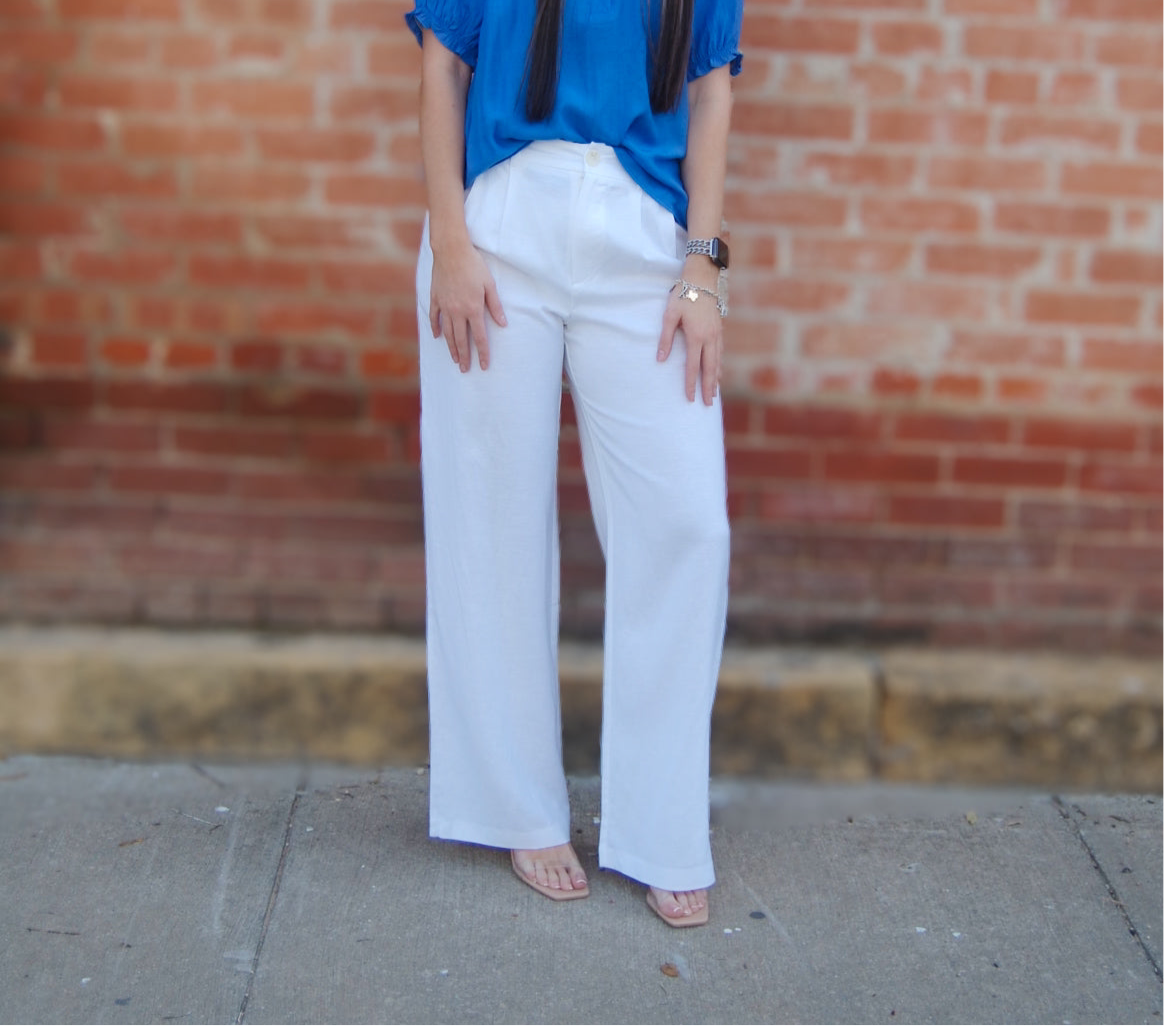 Elastic Back Waistband Linen Pants-Black,Bottoms,clothing,Elastic,Elastic Back,Linen,Linen Blend,Pants,White,Women,women's-[option4]-[option5]-[option6]-Bella Bliss Boutique in Texas