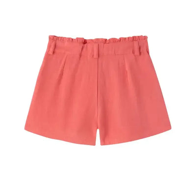 Elastic Waistband Coral Shorts-Button Detail,Children & Tweens,children's,clothing,coral,Dart Detail,Elastic Waist,Infant to 6,shorts,Size Zip,Tweens 7-14-[option4]-[option5]-[option6]-Bella Bliss Boutique in Texas