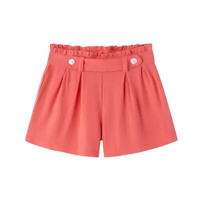 Elastic Waistband Coral Shorts-Button Detail,Children & Tweens,children's,clothing,coral,Dart Detail,Elastic Waist,Infant to 6,shorts,Size Zip,Tweens 7-14-[option4]-[option5]-[option6]-Bella Bliss Boutique in Texas