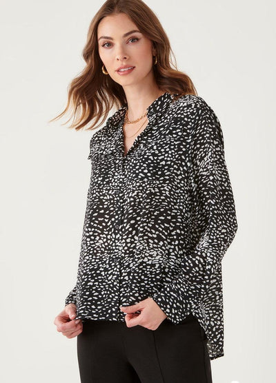 Elena Top-Animal Print, Black, Clothing, Dots, fall, long sleeve top, snake Print, top, Tops, women, Women's, women's tops-Dots-S-[option4]-[option5]-[option6]-Bella Bliss Boutique in Texas