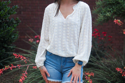 Embroidered Floral Eyelet Top-clothing,embroidered,Embroidered Detail,Eyelet Detail,Floral Print,Long Sleeve,Top,Tops,White,Women,women's-[option4]-[option5]-[option6]-Bella Bliss Boutique in Texas