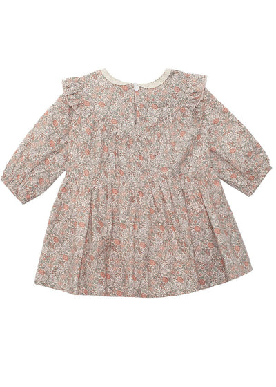 Emmaline Romper-Autumn Orange,Children & Tweens,children's,dresses,Fall,Floral,Floral Print,infant,Infant to 6,orange,Pink,romper,Rompers,ruffle,Ruffle Detail,Ruffle Detail Top,toddler,Toddler Dress,Toddler Dresses-[option4]-[option5]-[option6]-Bella Bliss Boutique in Texas