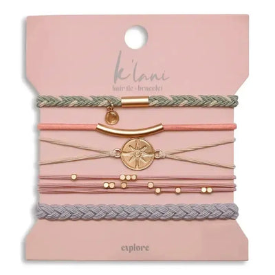 Explore Hair Tie Bracelets-Accessories,Children & Tweens,children's,Compass Charm,Earthy Blend,Explore,Gifts for Her,green,Grey,Hair Accessories,Hair Tie Bracelets,Hair Ties,Pink,Ponytail Holders,Tan,Tweens 7-14-[option4]-[option5]-[option6]-Bella Bliss Boutique in Texas