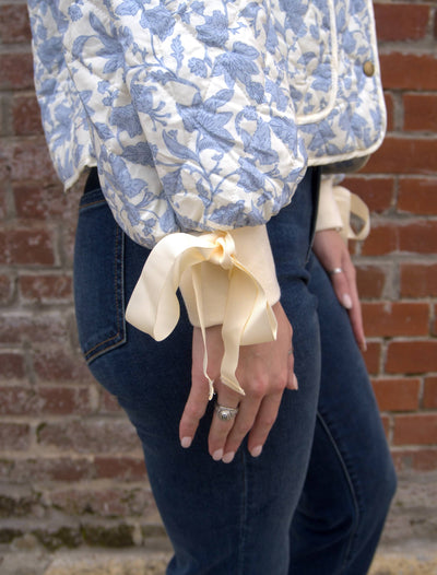 FLORAL QUILTED JACKET-&MERCI,button down,Button Front,clothing,Coats & Jackets,Cropped,Floral Print,jacket,Jackets,Outerwear,Puffer Jacket,Quilted,Ribbed Cuff,Ribbon Detail,Tops,Women,women's-[option4]-[option5]-[option6]-Bella Bliss Boutique in Texas