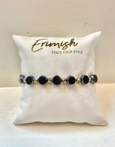 Faceted Black Crystal Bracelet-Black,Bracelet,Bracelets,Erimish,gold,Jewelry,One Size,Stackable,Stretch,Women-[option4]-[option5]-[option6]-Bella Bliss Boutique in Texas