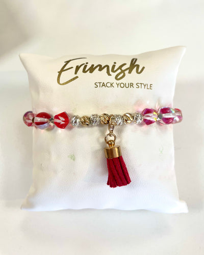 Faceted Red Crystal Strand-Beaded Bracelet,Bracelets,Erimish,gold,One Size,Red,Silver,Stackable,Stretch Bracelet,Women-[option4]-[option5]-[option6]-Bella Bliss Boutique in Texas