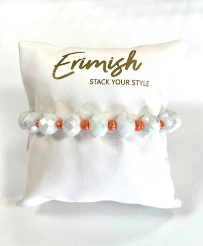Faceted White and Orange Crystal Strand-Bracelets,Erimish,Jewelry,One Size,orange,Stackable,Stretch Bracelet,White,Women-[option4]-[option5]-[option6]-Bella Bliss Boutique in Texas