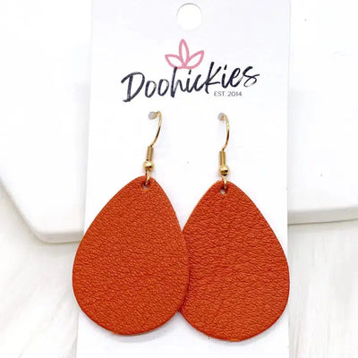 Fall Fling Mini Leather Earrings-Autumn Orange, Dangle Earrings, Dark Mustard, Earring, Earrings, Fall Fling, Fall Floral, French Wire Earrings, Jewelry, Leather-Autumn Orange-[option4]-[option5]-[option6]-Bella Bliss Boutique in Texas