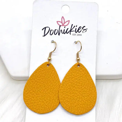 Fall Fling Mini Leather Earrings-Autumn Orange, Dangle Earrings, Dark Mustard, Earring, Earrings, Fall Fling, Fall Floral, French Wire Earrings, Jewelry, Leather-Dark Mustard-[option4]-[option5]-[option6]-Bella Bliss Boutique in Texas