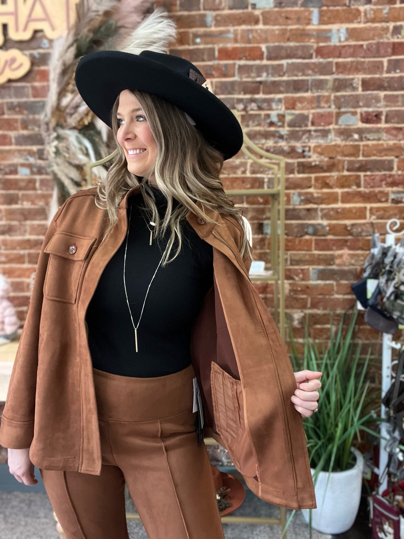 Faux Suede Utility Jacket-clothing, Coats & Jackets, Faux Suede, jacket, Outerwear, Penny Brown, Utility Jacket, Women, women's-XS-[option4]-[option5]-[option6]-Bella Bliss Boutique in Texas