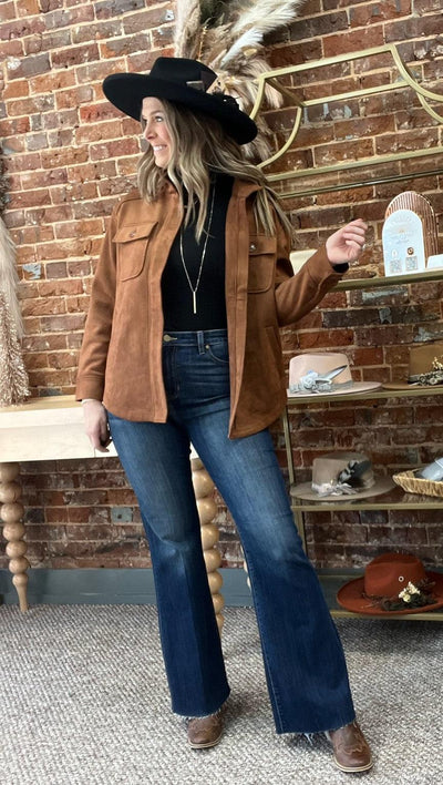 Faux Suede Utility Jacket-clothing, Coats & Jackets, Faux Suede, jacket, Outerwear, Penny Brown, Utility Jacket, Women, women's-[option4]-[option5]-[option6]-Bella Bliss Boutique in Texas