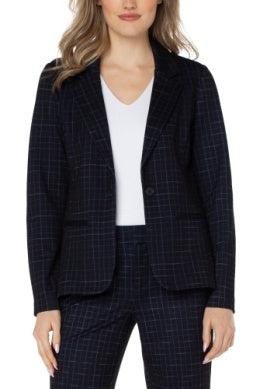 Fitted Blazer-Black,Black & White Plaid,Blazer,clothing,Coats & Jackets,Dark Navy Widowpane,Fitted Blazer,jacket,Vintage White,Women,women's-Dark Navy Windowpane-XS-[option4]-[option5]-[option6]-Bella Bliss Boutique in Texas