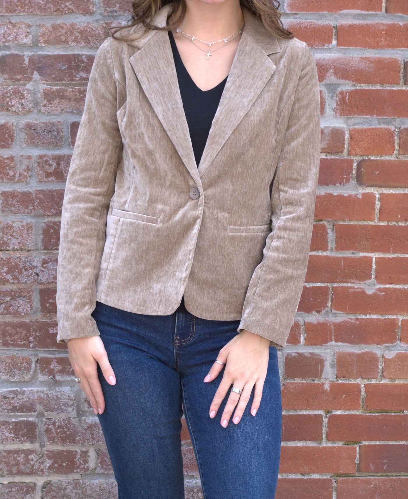Fitted Blazer-Blazer,clothing,Coats & Jackets,Fitted,Fitted Blazer,Harvest Khaki,jacket,Outerwear,Women,women's-[option4]-[option5]-[option6]-Bella Bliss Boutique in Texas