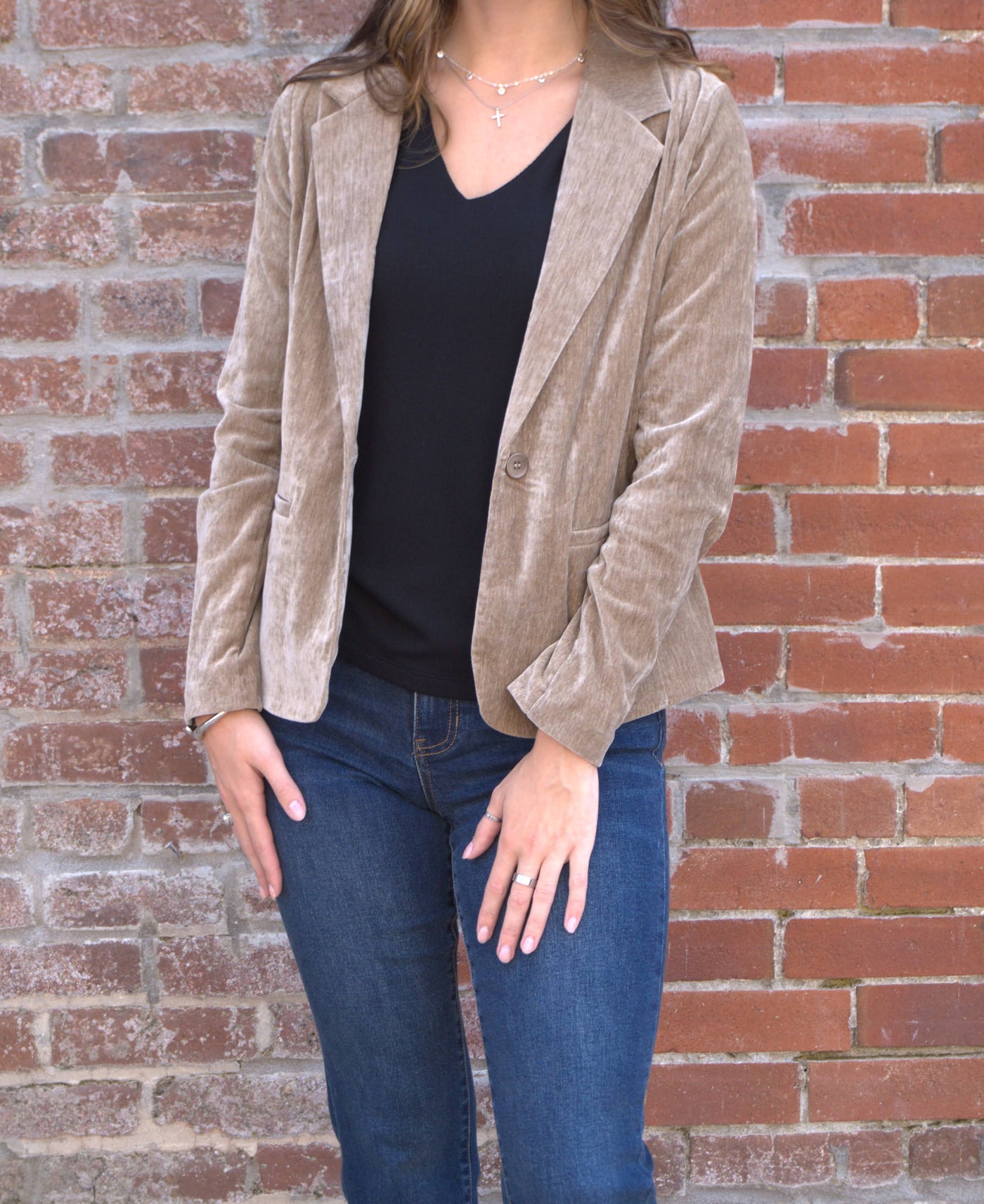 Fitted Blazer-Blazer,clothing,Coats & Jackets,Fitted,Fitted Blazer,Harvest Khaki,jacket,Outerwear,Women,women's-[option4]-[option5]-[option6]-Bella Bliss Boutique in Texas