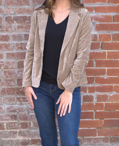 Fitted Blazer-Blazer,clothing,Coats & Jackets,Fitted,Fitted Blazer,Harvest Khaki,jacket,Outerwear,Women,women's-[option4]-[option5]-[option6]-Bella Bliss Boutique in Texas