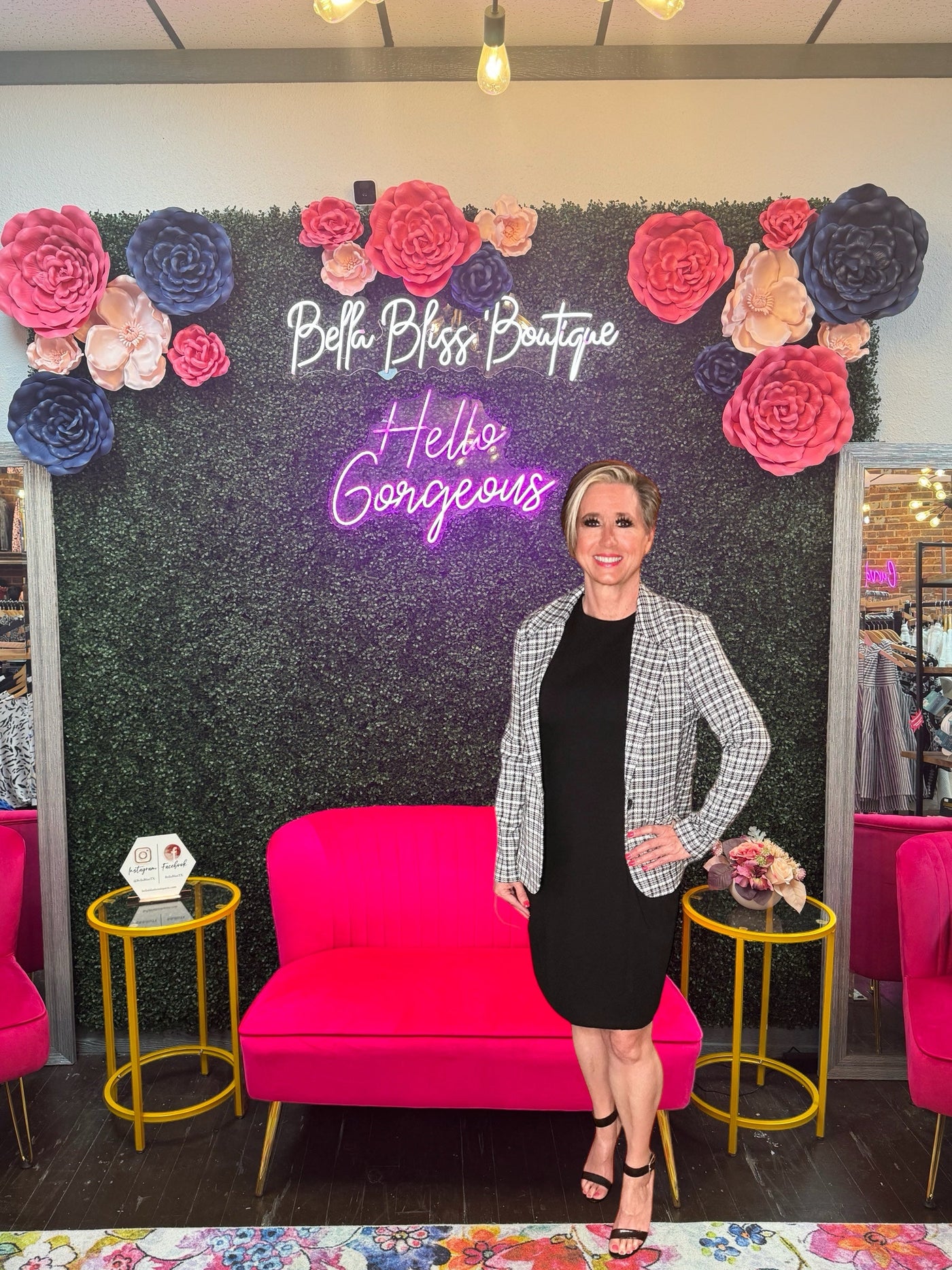 Fitted Blazer-Black,Black & White Plaid,Blazer,clothing,Coats & Jackets,Dark Navy Widowpane,Fitted Blazer,jacket,Outerwear,Sale,Vintage White,Women,women's-[option4]-[option5]-[option6]-Bella Bliss Boutique in Texas