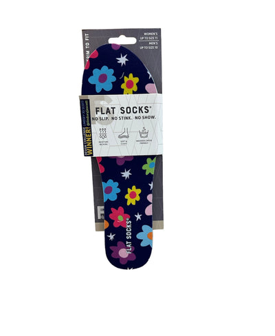 Flat Socks-Black & White, Cow Print, Dalmation, Flat Socks, Insoles, Light Heather Grey, Miscellaneous, Navy Floral, No Show, Sand, Shoes, Snow Leopard, Stocking Stuffer, Unisex-Navy Floral-[option4]-[option5]-[option6]-Bella Bliss Boutique in Texas