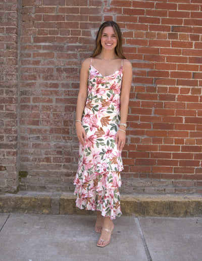 Floral Elegance Tiered Maxi Dress-Burgundy/Green Multi,clothing,dresses,Floral,Floral Print,Maxi Dress,Tiered Dress,women's-S-[option4]-[option5]-[option6]-Bella Bliss Boutique in Texas