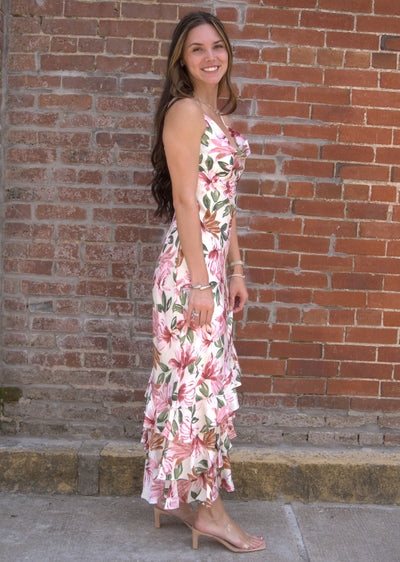 Floral Elegance Tiered Maxi Dress-Burgundy/Green Multi,clothing,dresses,Floral,Floral Print,Maxi Dress,Tiered Dress,women's-[option4]-[option5]-[option6]-Bella Bliss Boutique in Texas