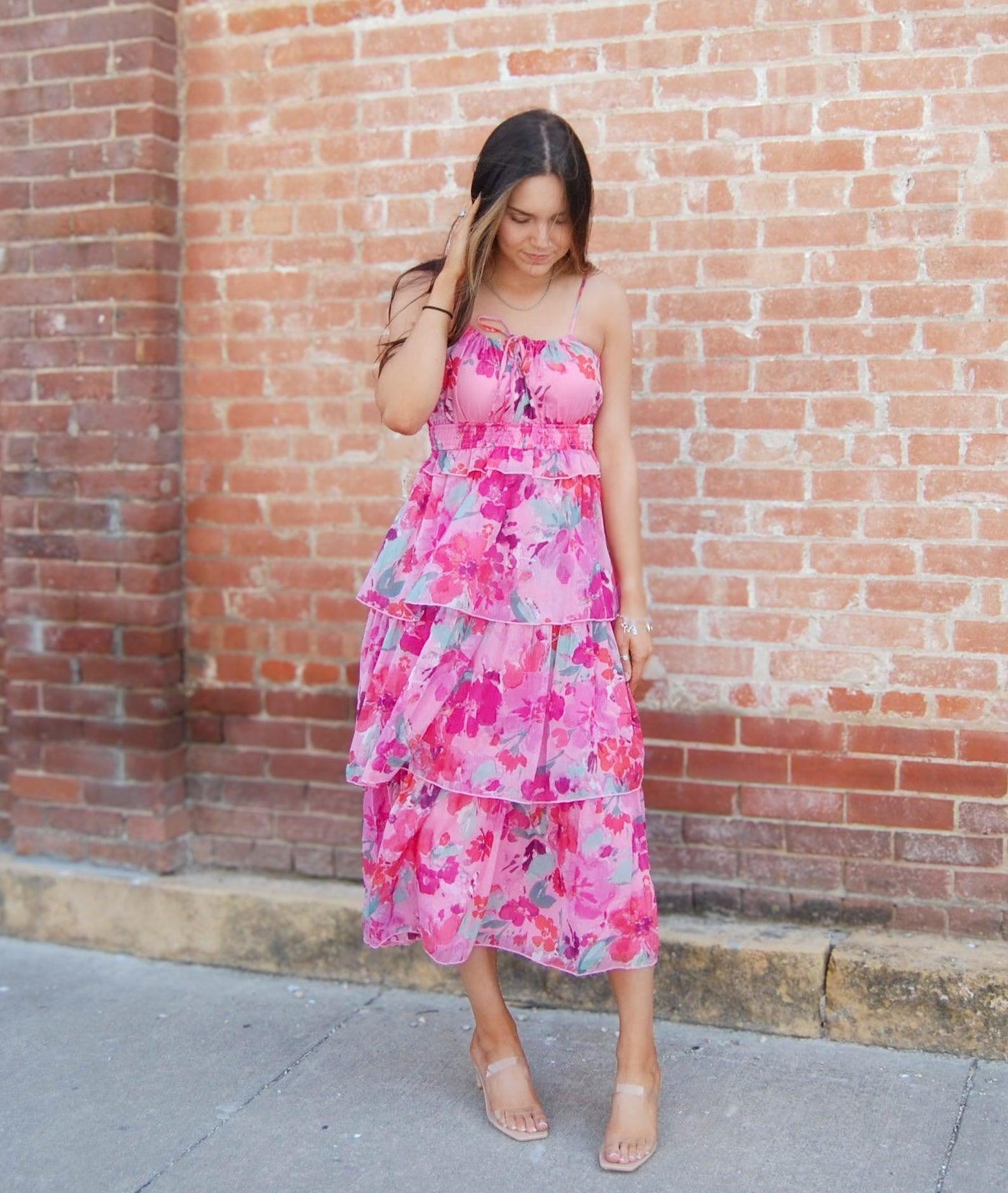 Floral Layered Midi Dress Floral Layered Midi Dress