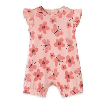 Fluttering Blooms Cotton Romper-Bubble Romper,Children & Tweens,children's,clothing,Cotton Romper,Flower Print,Flutter Sleeve,Fluttering Blooms,Infant to 6,Jumpsuits & Rompers,romper,Rompers,Short Romper-0/3M-[option4]-[option5]-[option6]-Bella Bliss Boutique in Texas