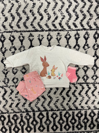 Forest Bunny Quilted Set-3-Piece Set, Baby Socks, Bottoms, Children & Tweens, children's, clothing, easter, Forest Bunny, Infant to 6, Outfit, Socks, Stripe Socks, Top, Tops-0/3M-[option4]-[option5]-[option6]-Bella Bliss Boutique in Texas