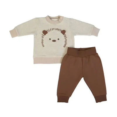 French Terry Jogging Suit-Bottoms, Brown, Children & Tweens, children's, clothing, Ecru, Infant to 6, Jogging Suit, Sweatshirt, Top, Tops-3M-[option4]-[option5]-[option6]-Bella Bliss Boutique in Texas