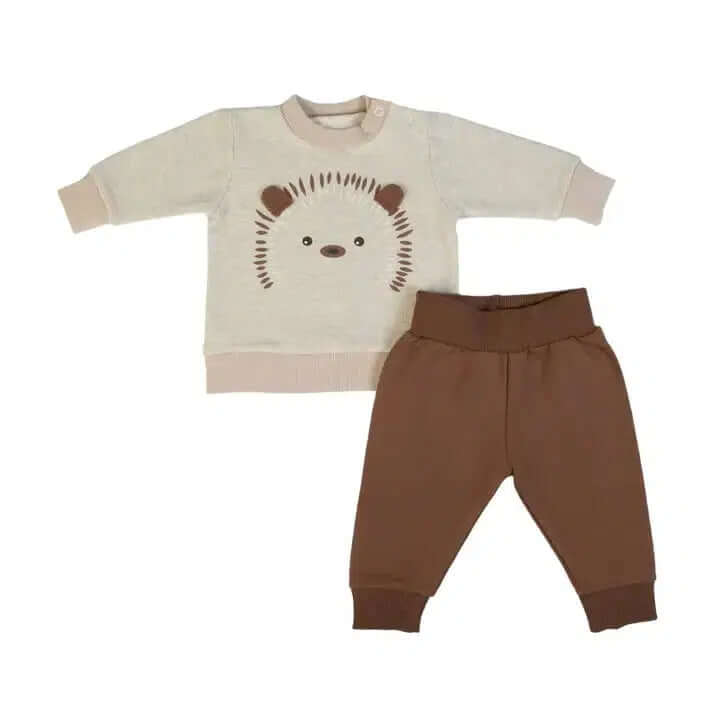 French Terry Jogging Suit-Bottoms,Brown,Children & Tweens,children's,clothing,Ecru,Infant to 6,Jogging Suit,Sweatshirt,Top,Tops-[option4]-[option5]-[option6]-Bella Bliss Boutique in Texas