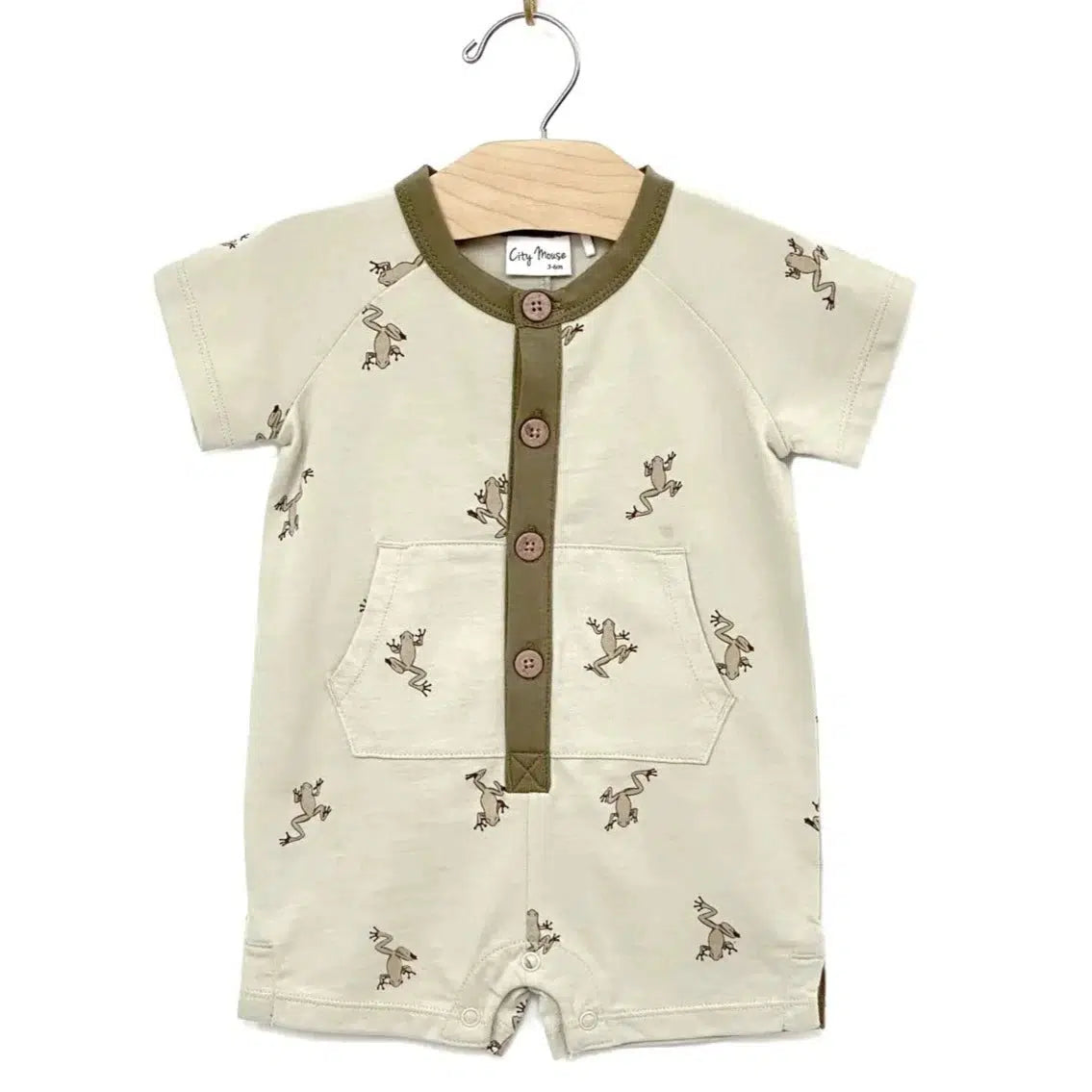 Frog Henley Romper-bluegrass, boys, Children & Tweens, children's, frog, Henley, infant, Infant to 6, Rompers-0/3m-[option4]-[option5]-[option6]-Bella Bliss Boutique in Texas