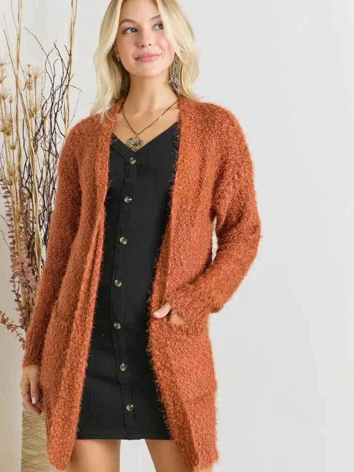Fuzzy Cardigan Sweater-Cardigan,clothing,Fuzzy Sweater,Outerwear,Sweater,Sweaters,Women,women's-[option4]-[option5]-[option6]-Bella Bliss Boutique in Texas