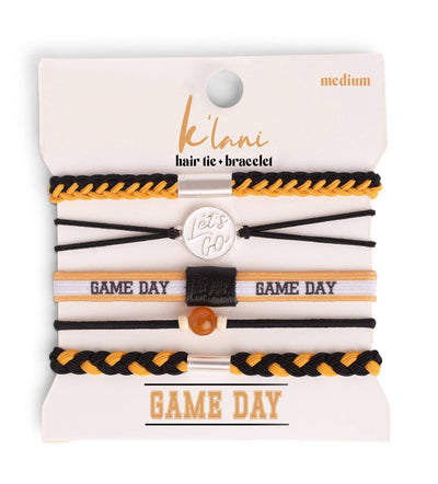 Game Day Black/Gold-Hair Accessories,Hair Tie Bracelets,Hair Ties,K'Lani,Women-Medium-[option4]-[option5]-[option6]-Bella Bliss Boutique in Texas