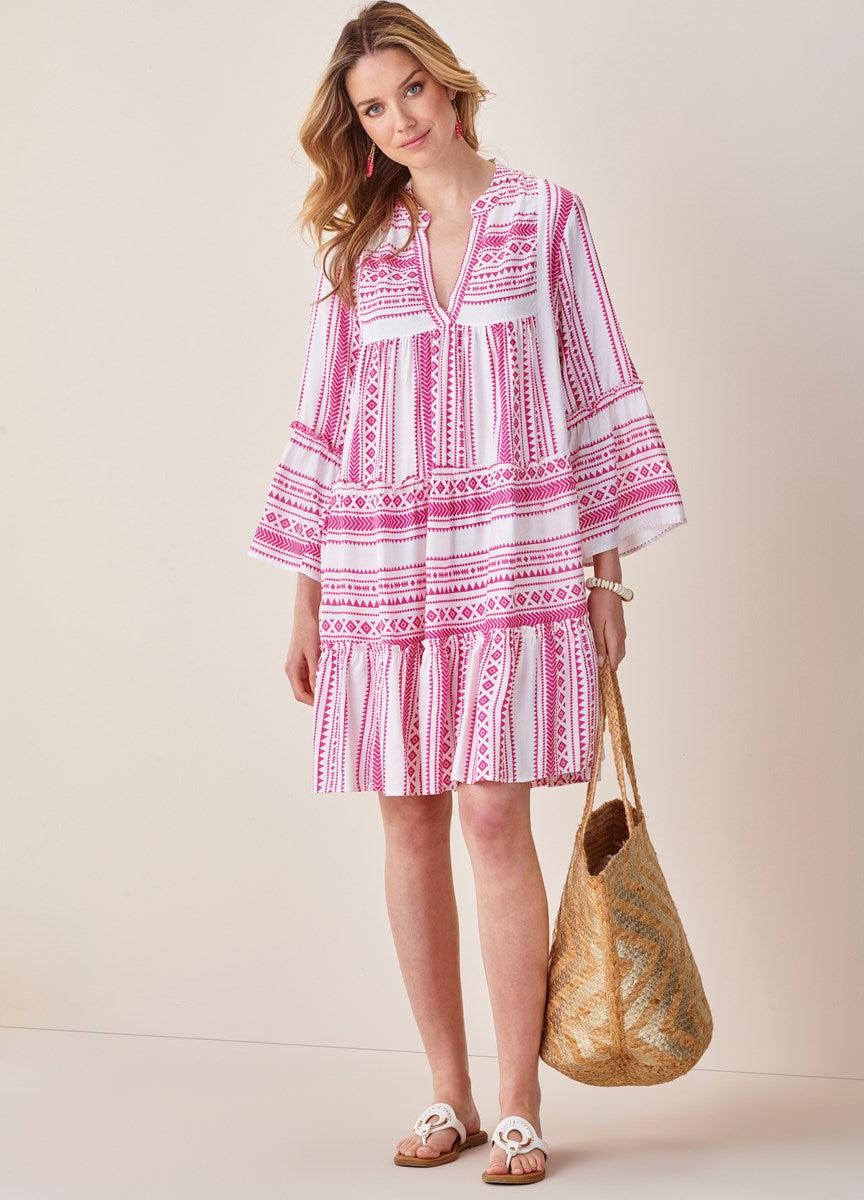 Giovanna Mini Dress-Black,clothing,Curvy,dress,dresses,geometric,Hot Pink,Mini Dress,Peasant Yoke,Periwinkle,Ruffle Sleeve,Sale,Tiered Hem-[option4]-[option5]-[option6]-Bella Bliss Boutique in Texas