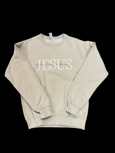 Give Me Jesus Embroidered Sweatshirt-Christian, clothing, Curvy, embroidered, Embroidered Detail, Give Me Jesus, Sweatshirt, Top, Tops, women, women's-S-[option4]-[option5]-[option6]-Bella Bliss Boutique in Texas