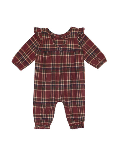 Grace Romper-Black,Bubble Romper,checkered,Children & Tweens,children's,Fall,Fall Plaid,infant,Infant to 6,Red,romper,Rompers,Ruffle Detail,Ruffle Sleeve,Ruffled Shoulder,White-[option4]-[option5]-[option6]-Bella Bliss Boutique in Texas