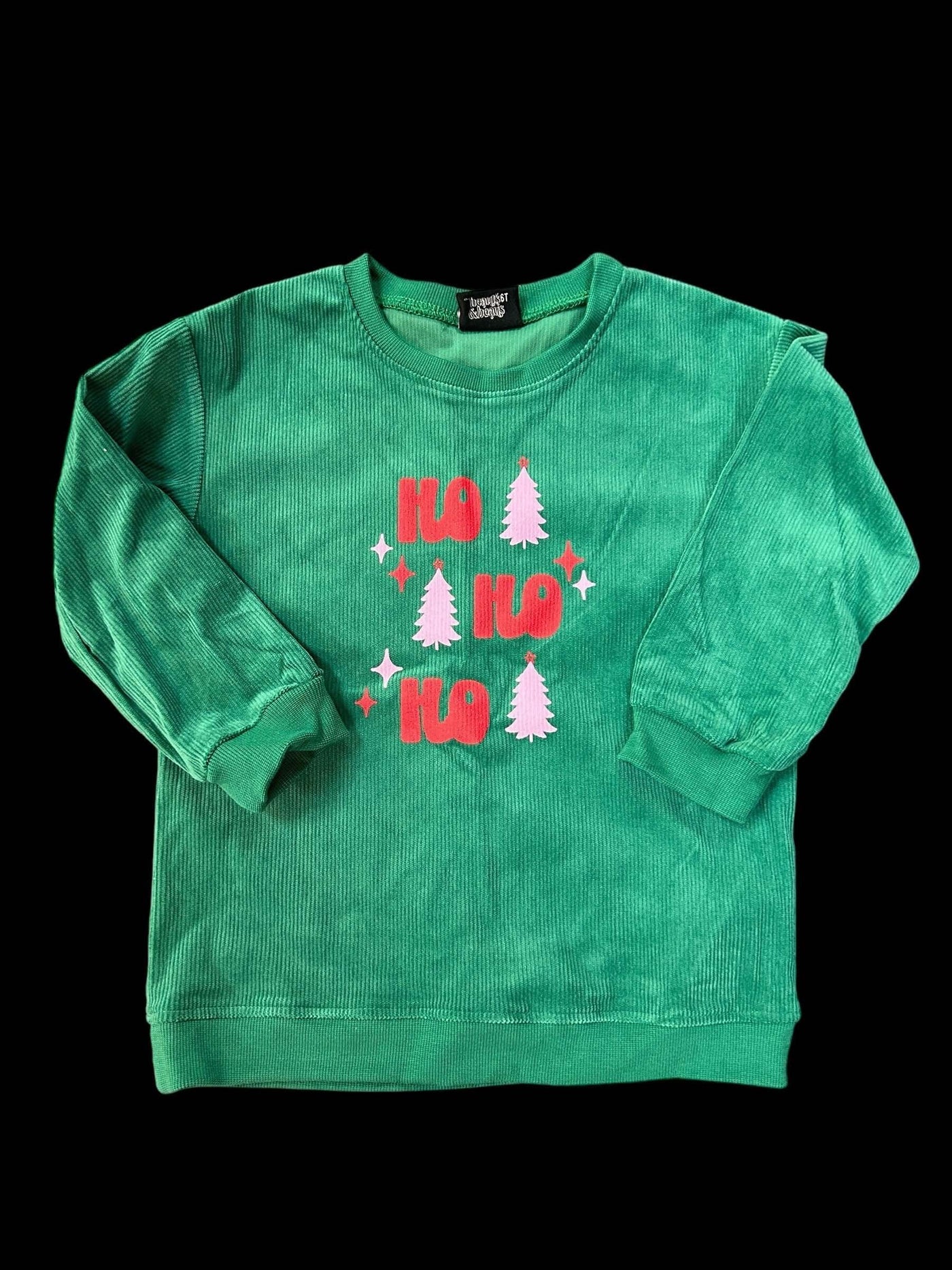 HO HO HO Corduroy Pullover-Children & Tweens,children's,Christmas,clothing,Corduroy,green,Infant to 6,Sale,Top,Tops,Tweens 7-14-12m-[option4]-[option5]-[option6]-Bella Bliss Boutique in Texas