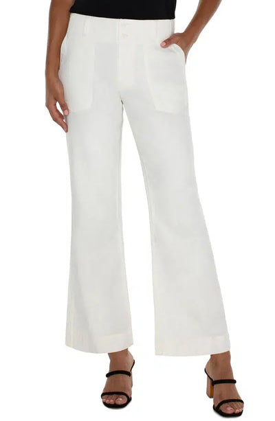 Hannah Crop Flare Utility Pants-Bottoms, clothing, Crop, Crop Flare, denim, Hannah, Mid Rise, Soft White, Utility Detail, White Denim, women, women's-4/27-[option4]-[option5]-[option6]-Bella Bliss Boutique in Texas
