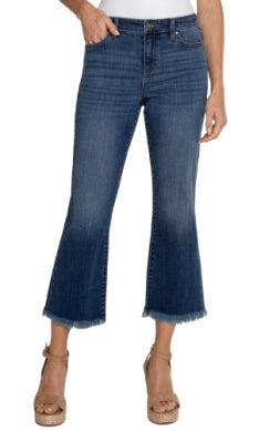 Hannah Crop Flare w/Fray Hem-Bottoms, clothing, Crop, Crop Flare, Cropped, Dark Wash, denim, Elkmont, Fray Hem, Fray Hem Detail, Jeans, Oceana, Pants, Upland, Women, women's-Elkmont-2/26-[option4]-[option5]-[option6]-Bella Bliss Boutique in Texas