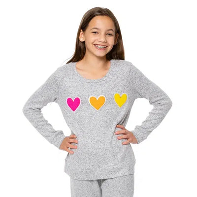 Heather Grey Hacchi Top-Chenille Hearts, Children & Tweens, clothing, Hacchi, Heather Grey, Light Heather Grey, Top, Tops, Tween 7-14, Tweens 7-14-M (10)-[option4]-[option5]-[option6]-Bella Bliss Boutique in Texas