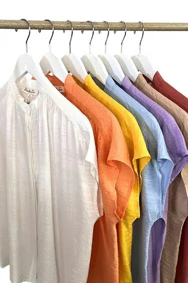 Henley Button Down Top-Black,Blue,button down,Button Front,buttondown,clothing,Henley,Sale,Short Sleeve,Sienna,Textured,Top,Tops,White,Women,women's-[option4]-[option5]-[option6]-Bella Bliss Boutique in Texas