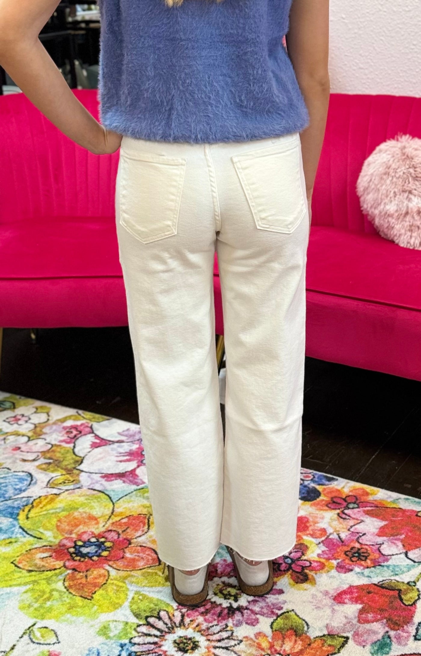 High Rise Utility Wide Leg Jeans-Bottoms,clothing,Hi-Rise,High Rise,Jeans,Off White,Raw Hem,Utility Jeans,Wide Leg,Women,women's-[option4]-[option5]-[option6]-Bella Bliss Boutique in Texas