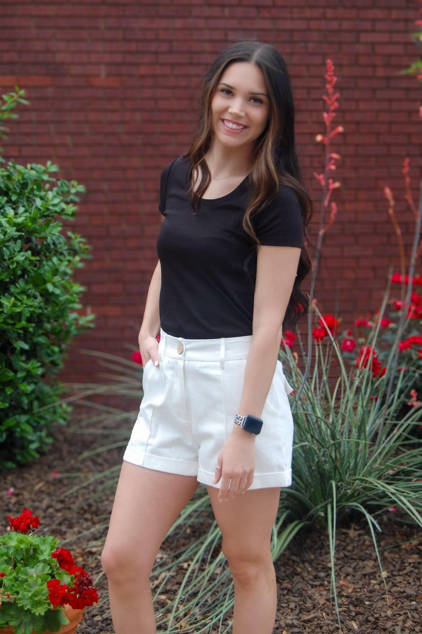 High Waist Pleated Shorts-Black,Bottoms,clothing,navy,Pink,Pintuck,Pintuck Pleats,Pintuck Shorts,Pleated,Rolled Cuff,shorts,White,Women,women's-White-S-[option4]-[option5]-[option6]-Bella Bliss Boutique in Texas