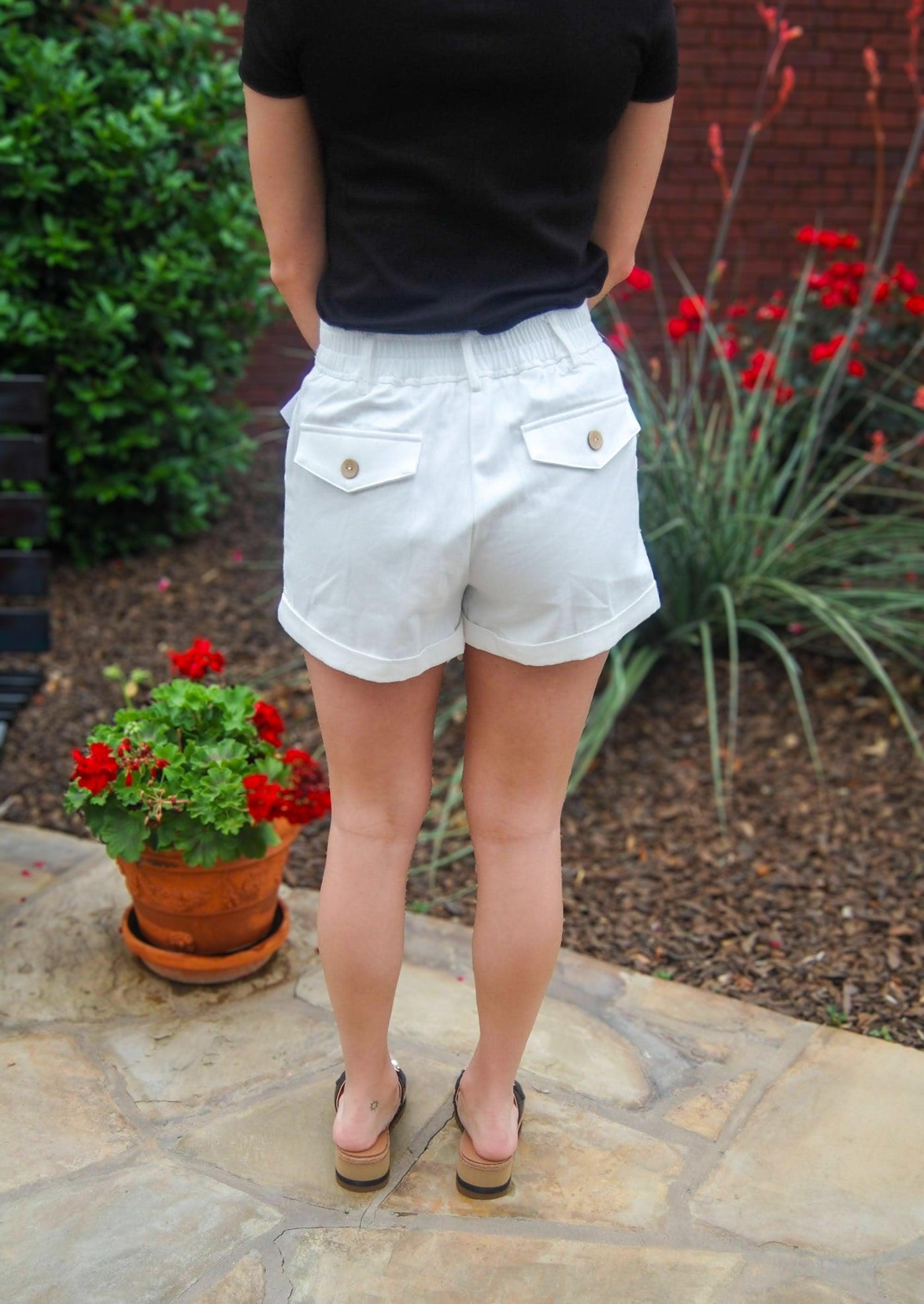High Waist Pleated Shorts-Black,Bottoms,clothing,navy,Pink,Pintuck,Pintuck Pleats,Pintuck Shorts,Pleated,Rolled Cuff,shorts,White,Women,women's-[option4]-[option5]-[option6]-Bella Bliss Boutique in Texas