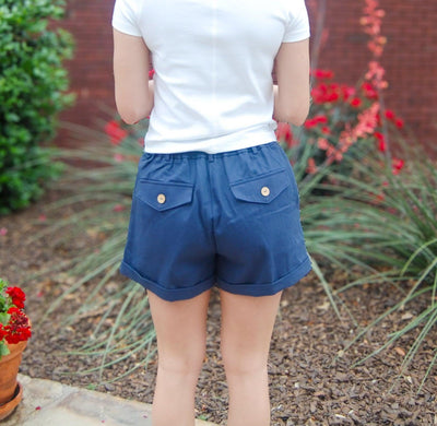 High Waist Pleated Shorts-Black,Bottoms,clothing,navy,Pink,Pintuck,Pintuck Pleats,Pintuck Shorts,Pleated,Rolled Cuff,shorts,White,Women,women's-[option4]-[option5]-[option6]-Bella Bliss Boutique in Texas