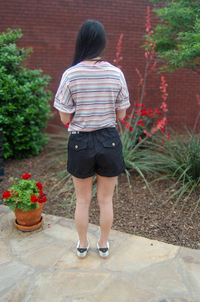 High Waist Pleated Shorts-Black,Bottoms,clothing,navy,Pink,Pintuck,Pintuck Pleats,Pintuck Shorts,Pleated,Rolled Cuff,shorts,White,Women,women's-[option4]-[option5]-[option6]-Bella Bliss Boutique in Texas