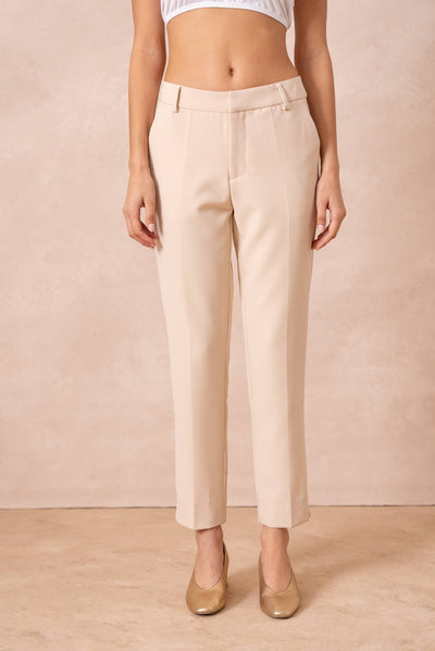 High-waisted Cigarette Pants-Ankle Pants,Business Casual,Chic,Cigarette Pants,clothing,Fitted,High Rise,Pants,Slim Fit,Slim Straight,Straight Leg,Women,women's-Beige-S-[option4]-[option5]-[option6]-Bella Bliss Boutique in Texas