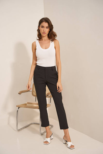 High-waisted Cigarette Pants-Ankle Pants,Business Casual,Chic,Cigarette Pants,clothing,Fitted,High Rise,Pants,Slim Fit,Slim Straight,Straight Leg,Women,women's-Black-S-[option4]-[option5]-[option6]-Bella Bliss Boutique in Texas