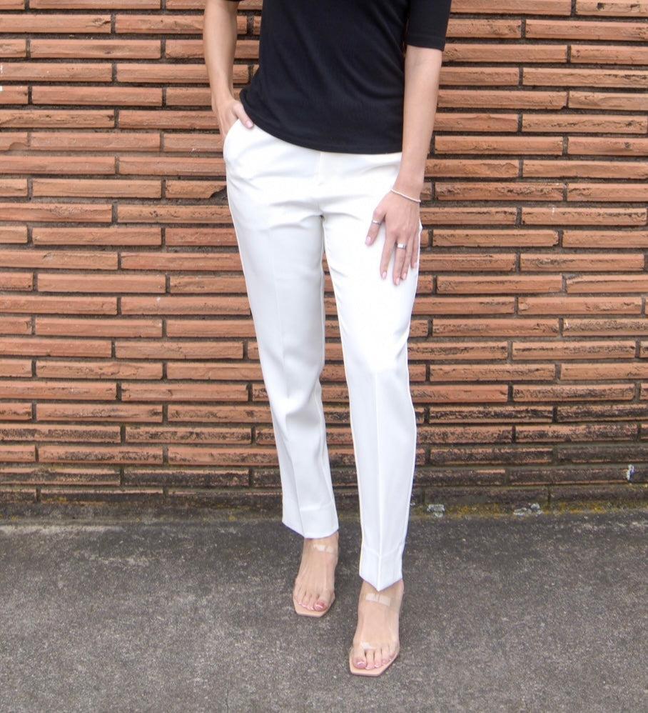 High-waisted Cigarette Pants-Ankle Pants,Business Casual,Chic,Cigarette Pants,clothing,Fitted,High Rise,Pants,Slim Fit,Slim Straight,Straight Leg,Women,women's-White-S-[option4]-[option5]-[option6]-Bella Bliss Boutique in Texas