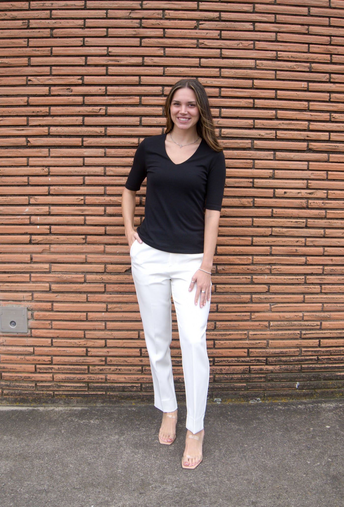 High-waisted Cigarette Pants-Ankle Pants,Business Casual,Chic,Cigarette Pants,clothing,Fitted,High Rise,Pants,Slim Fit,Slim Straight,Straight Leg,Women,women's-[option4]-[option5]-[option6]-Bella Bliss Boutique in Texas