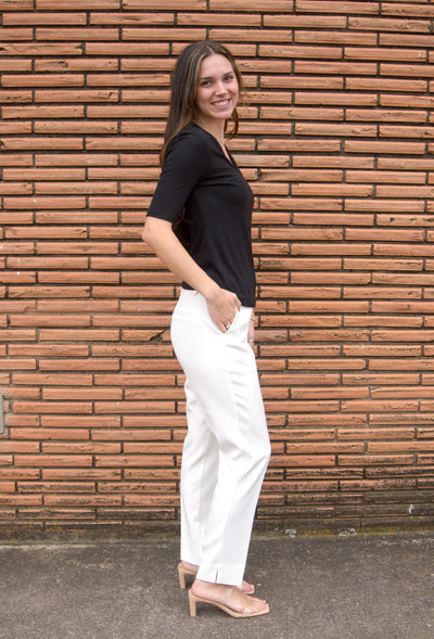 High-waisted Cigarette Pants-Ankle Pants,Business Casual,Chic,Cigarette Pants,clothing,Fitted,High Rise,Pants,Slim Fit,Slim Straight,Straight Leg,Women,women's-[option4]-[option5]-[option6]-Bella Bliss Boutique in Texas